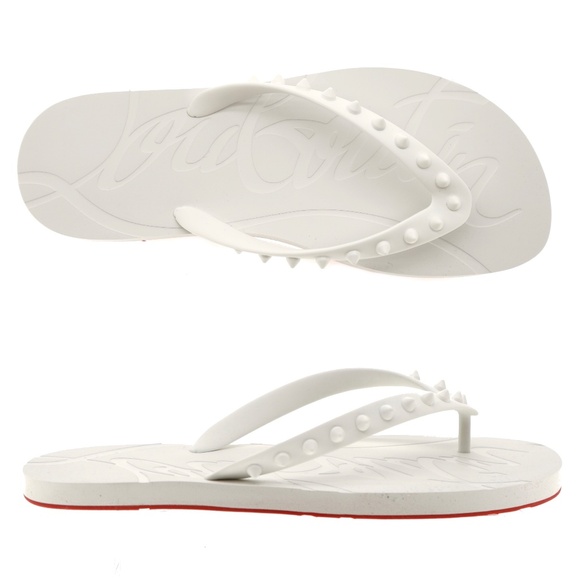 Christian Louboutin Loubi Flip Flop White Rubber Size 11 US New main image 7